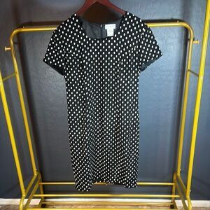Worthington Black and White Sheath Midi‎ Dress with Crew Neck